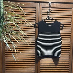 Eesome Black and White Striped Tank Top